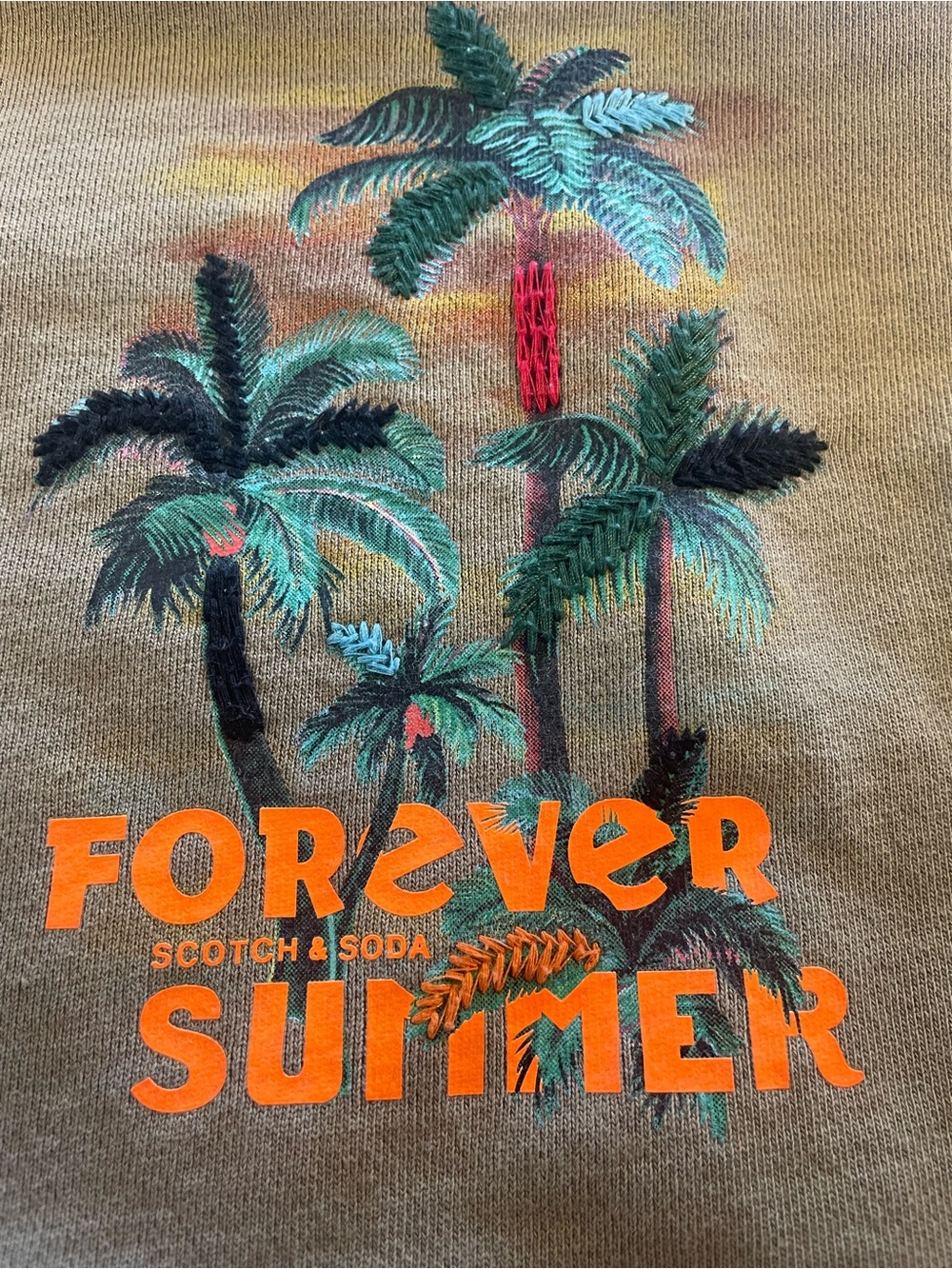 Scotch & Soda 'Forever Summer' Palm Tree Graphic Hoodie- Taupe